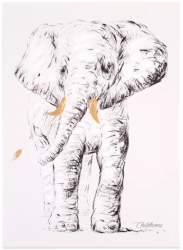 Pictura in ulei Childhome 30 x 40 cm Elefant cu detalii aurii 