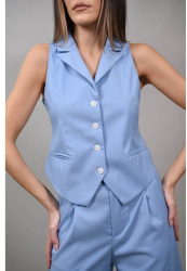 VESTA IN STIL MINIMALIST CU NASTURI COMO M Baby Blue 