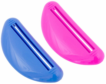Set 2 storcatoare tuburi plastic 2 culori 8.5 x 3.6 x 0.9 cm albastru/roz 