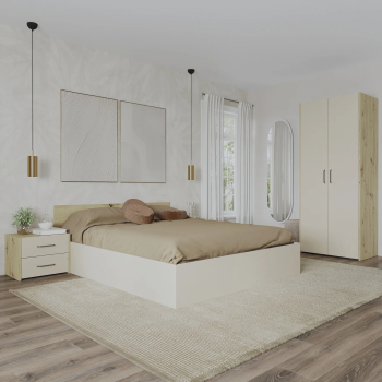 Set dormitor haaus Malmo V1 Pat 200 x 160 cm saltea spuma inclusa Stejar Artisan/Argila 