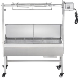 Gratar pe carbune cu rotisor electric 42W Otel Inoxidabil Roti blocabile inaltime de gatit reglabila 1110x417x1080 mm capacitate max 61 
