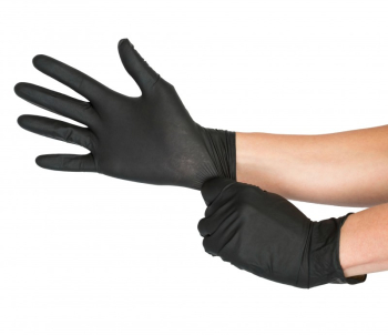 Set 100 Manusi de protectie negre din nitril unica folosinta nepudrate marimea M 
