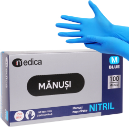 Set 100 Manusi Nitril albastru nepudrate unica folosinta marimea M 