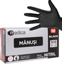 Set 100 Manusi Nitril negre nepudrate unica folosinta marimea M 