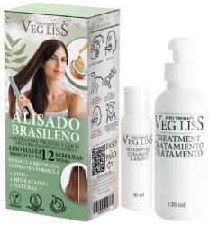 Set tratament pentru indreptarea parului cu keratina vegetala si ulei de cocos VEG LISS 150 ml 