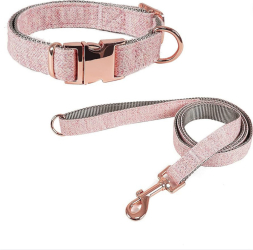 Set Zgarda cu Lesa 1 25m pentru caini Stil Casual Materiale Premium Circumferinta ajustabila gat 20-30 cm XS Roz 
