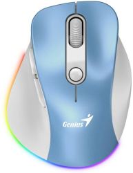Mouse Genius Ergo 9000S Pro wireless Bluetooth 2400DPI reincarcabil RGB albastru 