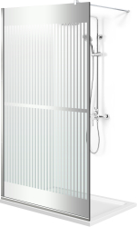 Paravan dus walk-in Aqua Roy ® full Inox model Mediteran incolor sticla clara 8mm securizata tratat anticalcar 130x195 cm 