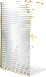 Paravan dus walk-in Aqua Roy ® Gold full inox model Apollo incolor sticla clara 8mm securizata tratat anticalcar 110x195 cm 