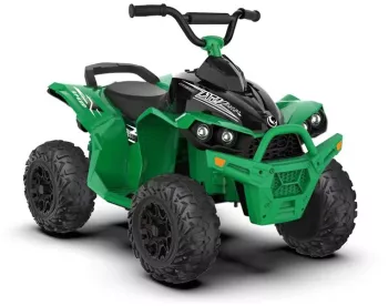 Atv electric pentru copii 2 x 35w 2 trepte de viteza claxon muzica lumini fata roti spuma eva 3-8 ani verde 