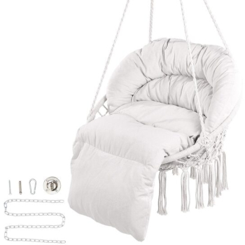 Hamac scaun suspendat cu perna accesorii prindere max 150 kg Alb 800x625x800 mm Bumbac 