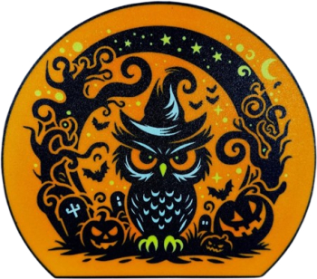 Caseta luminoasa LED imprimata 3D cu tematica de Halloween Bufnita 