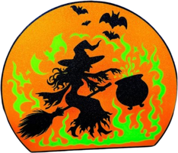 Caseta luminoasa LED imprimata 3D cu tematica de Halloween Vrajitoare 