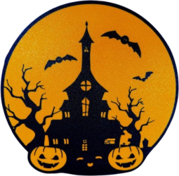 Caseta luminoasa LED imprimata 3D cu tematica festiva de Halloween haunted house 