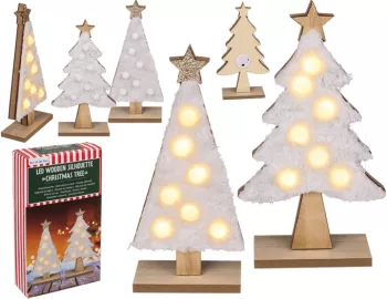 Set 2 braduti Craciun din lemn cu lumina LED 