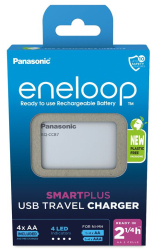 Incarcator USB Panasonic Eneloop BQ-CC87 cu functie Powerbank inclusiv 4 baterii Eneloop R6 / AA 2000 NiMH 