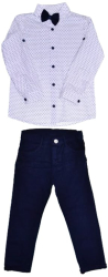 Compleu 3 piese pantaloni camasa si papion pentru baieti Mini Junior COMP-5811 Bleumarin 