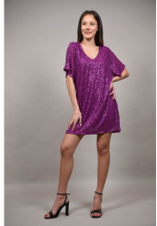ROCHIE SCURTA DE OCAZIE CU PAIETE BELLARE S-M Fucsia 
