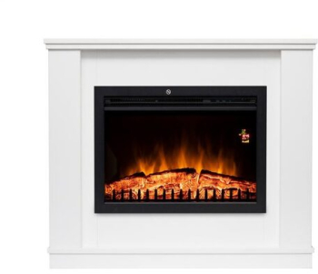 Semineu electric Efect flacara 2 trepte de incalzire 1000 W / 2000 W dimensiune 95 x 80 x 26.5 cm Alb Termostat electronic 