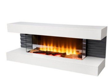 Semineu electric Efect flacara Telecomanda 2 trepte de incalzire 1000 W / 2000 W 112 x 45 x 30.5 cm Alb 