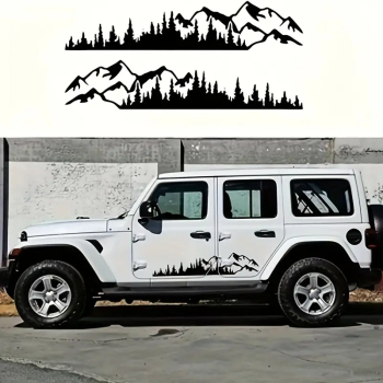 Set 2 Stickere Autoadezive Pentru Vehicule Off Road Model Forest and Mountains Dimensiune 100 X 20 Cm Culoare Neagra 
