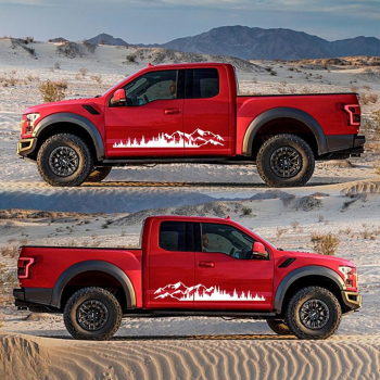 Set 2 Stickere Autoadezive Pentru Vehicule Off Road Model Forest and Mountains Dimensiune 100 X 20 Cm Culoare Alba 