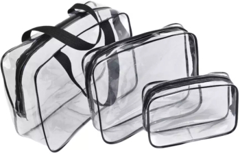 Set 3 organizatoare calatorie pentru avion geanta de toaleta transparent 