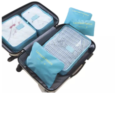 Set 6 organizatoare de calatorie pentru valiza sau pentru dulap si garderoba albastru 