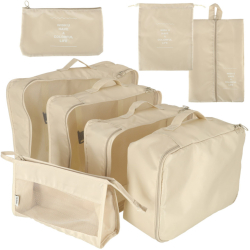 Set 8 Organizatoare De Calatorie Pentru Valiza Sau Pentru Dulap Si Garderoba beige 