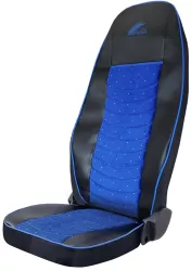 SET HUSE SCAUN TRUCK UMBRELLA PENTRU VOLVO EURO 5 PIELE ECOLOGICA NEAGRA + VELVET ALBASTRU 