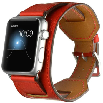 Curea iUni compatibila cu Apple Watch Ultra/SE/8/7/6/5/4/3/2/1 38mm Cuff 4 in 1 Piele Rosu 