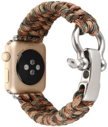 Curea iUni compatibila cu Apple Watch Ultra/SE/8/7/6/5/4/3/2/1 38mm Elastic Paracord Rugged Nylon Rope Brown 