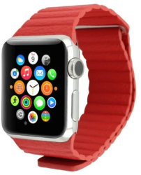 Curea iUni compatibila cu Apple Watch Ultra/SE/8/7/6/5/4/3/2/1 38mm Leather Loop Piele Red 