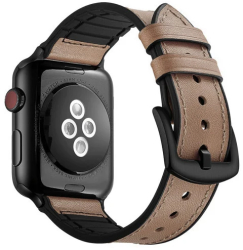 Curea iUni compatibila cu Apple Watch Ultra/SE/8/7/6/5/4/3/2/1 38mm Leather Strap Cream 