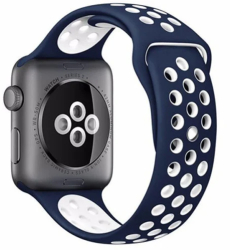 Curea iUni compatibila cu Apple Watch Ultra/SE/8/7/6/5/4/3/2/1 38mm Silicon Sport Albastru/Alb
