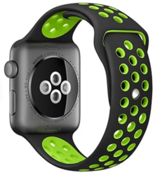 Curea iUni compatibila cu Apple Watch Ultra/SE/8/7/6/5/4/3/2/1 38mm Silicon Sport Black/Green 