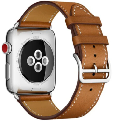 Curea iUni compatibila cu Apple Watch Ultra/SE/8/7/6/5/4/3/2/1 38mm Single Tour Piele Maro 