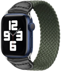 Curea iUni compatibila cu Apple Watch Ultra/SE/8/7/6/5/4/3/2/1 40mm Braided Solo Loop Green 