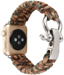 Curea iUni compatibila cu Apple Watch Ultra/SE/8/7/6/5/4/3/2/1 40mm Elastic Paracord Rugged Nylon Rope Brown 