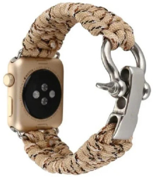 Curea iUni compatibila cu Apple Watch Ultra/SE/8/7/6/5/4/3/2/1 40mm Elastic Paracord Rugged Nylon Rope Cream 