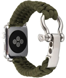 Curea iUni compatibila cu Apple Watch Ultra/SE/8/7/6/5/4/3/2/1 40mm Elastic Paracord Rugged Nylon Rope Green 