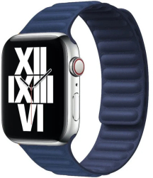 Curea iUni compatibila cu Apple Watch Ultra/SE/8/7/6/5/4/3/2/1 40mm Leather Link Midnight Blue 