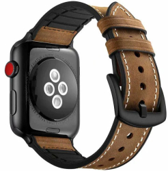 Curea iUni compatibila cu Apple Watch Ultra/SE/8/7/6/5/4/3/2/1 40mm Leather Strap Dark Coffee 