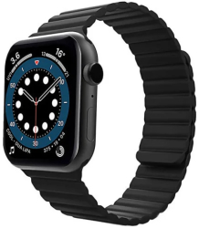 Curea iUni compatibila cu Apple Watch Ultra/SE/8/7/6/5/4/3/2/1 40mm Silicon Magnetic Black 