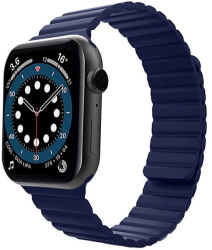 Curea iUni compatibila cu Apple Watch Ultra/SE/8/7/6/5/4/3/2/1 40mm Silicon Magnetic Midnight Blue 