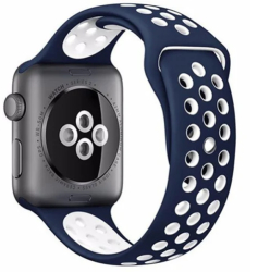Curea iUni compatibila cu Apple Watch Ultra/SE/8/7/6/5/4/3/2/1 40mm Silicon Sport Albastru/Alb 