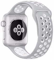 Curea iUni compatibila cu Apple Watch Ultra/SE/8/7/6/5/4/3/2/1 40mm Silicon Sport Argintiu/Alb 