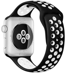 Curea iUni compatibila cu Apple Watch Ultra/SE/8/7/6/5/4/3/2/1 40mm Silicon Sport Negru/Alb 