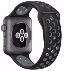 Curea iUni compatibila cu Apple Watch Ultra/SE/8/7/6/5/4/3/2/1 40mm Silicon Sport Negru/Argintiu 