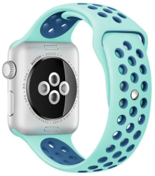 Curea iUni compatibila cu Apple Watch Ultra/SE/8/7/6/5/4/3/2/1 40mm Silicon Sport Turquoise/Blue 